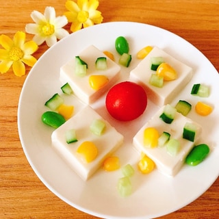 宝石箱☆豆腐と夏野菜のカルパッチョサラダ✧˖°